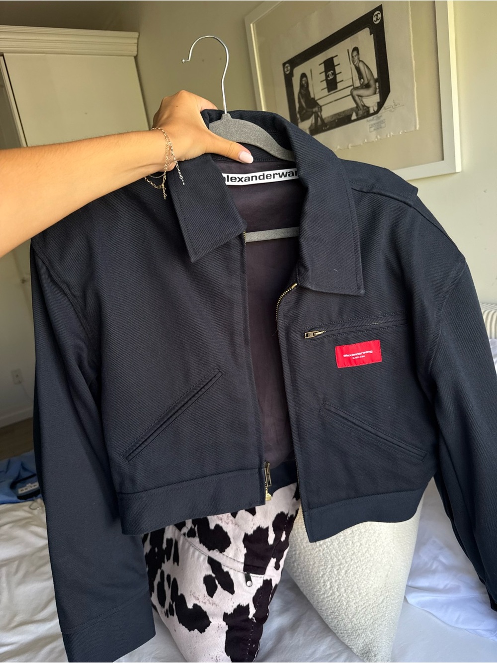 Alexander Wang Black Cropped Bomber Jacket